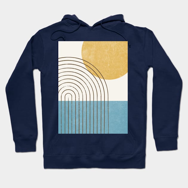 Sunny Ocean - Mid Century Modern Abstract Landscape Hoodie by moonlightprint